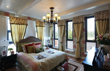 万亚广场客厅田园风格效果图复式162平方台州装修